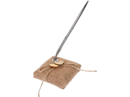 Conjunto Stobaza de 2 Peças: Porta canetas Juta e Caneta Prateada para Casamentos Rústicos Acessório Prático