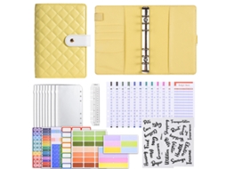 A6 Pu Leather Loose Leaf Binder Notebook Budget Cash Planner, Yellow Bread Style, Luxury Gift Set 12-budget Cards +