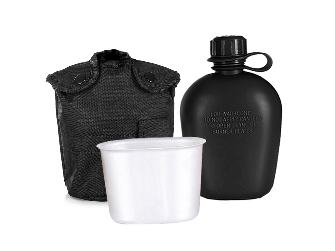 Kit de Cantina 3 Peças com Copo Alumínio para Camping