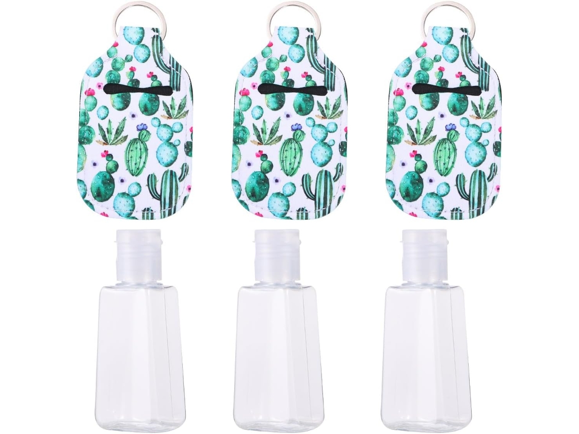 Conjunto De 3 Garrafas Recarregáveis Com Chaveiro De Cacto, Garrafas