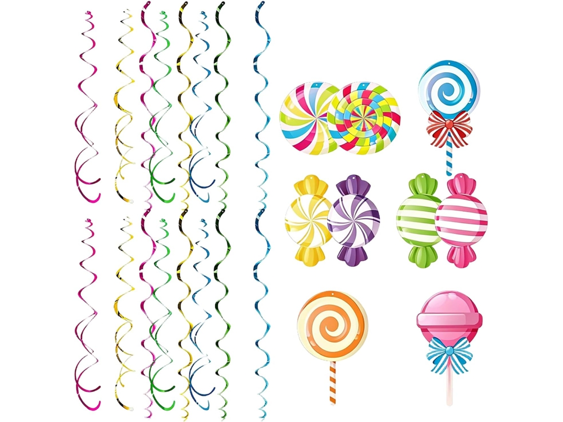 Guirlanda De Doces De Aniversário Com Pirulitos Coloridos Em Espiral, 48 Peças |