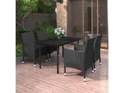 Vidaxl 5 Pcs Conjunto De Jantar P/ Jardim C/almofadões Vime Pe E Vidro