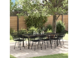 Vidaxl Conjunto De Jantar Para Jardim 9 Unid. Preto Aço Revestido A Pó