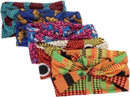 Nuobesty De 5 Faixas De Cabelo Para Maquiagem Em Poliéster Com Nó Elástico, Reutilizáveis, Design Africano