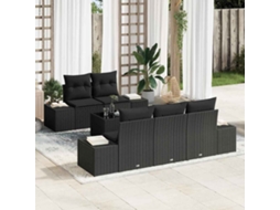 Vidaxl Conjunto De Sofá De Jardim 6 Unid. Preto Vime Pe