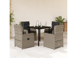 Conjunto 5 Peças Jantar P/ Jardim C/ Almofadões Cinza Claro Dkd Home Decor