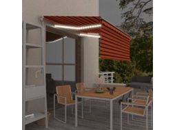 Vidaxl Toldo Retrátil Manual Com Estore/led 3,5x2,5 M Laranja/castanho