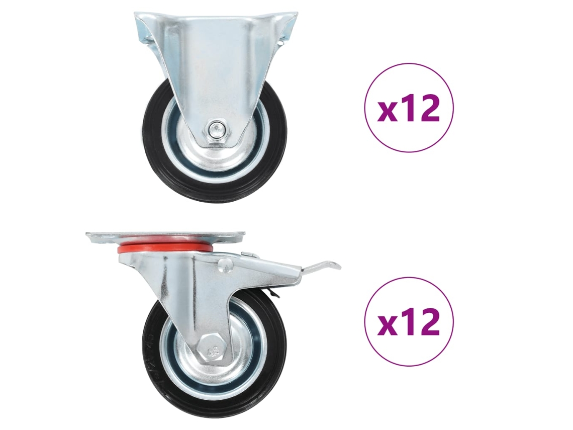 Vidaxl 24 Pcs Rodas 75 Mm