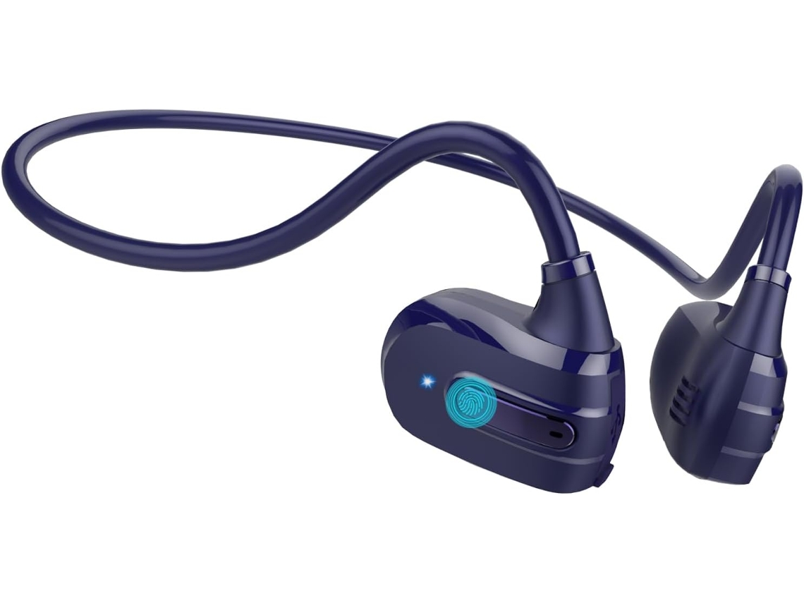 Auscultadores de condução óssea Bluetooth 5.3 JIAPEI, clip confortável, microfone, 36h, IPX7, preto