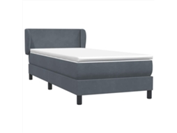 Cama com Molas/colchão Cinza escuro 80x220 Cm Veludo MAISON EXCLUSIVE