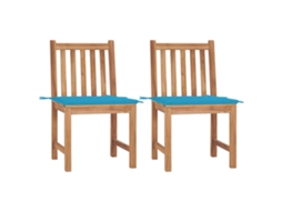 Vidaxl Cadeiras De Jardim C/ Almofadões 2 Pcs Teca Maciça
