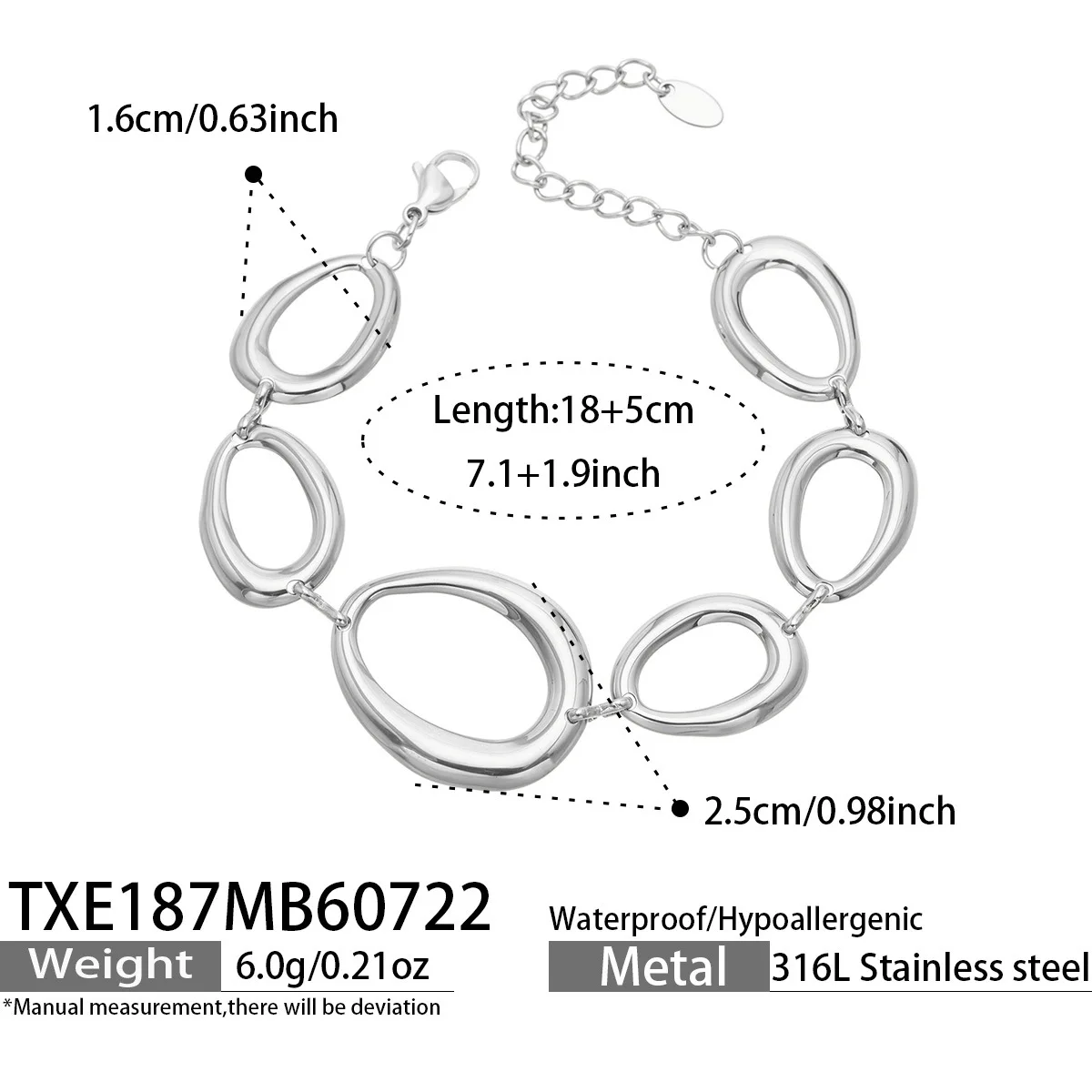 (pulseira) Colar/pulseira Com Corrente Geométrica Irregular, Design Vazado Em Aço Titânio.