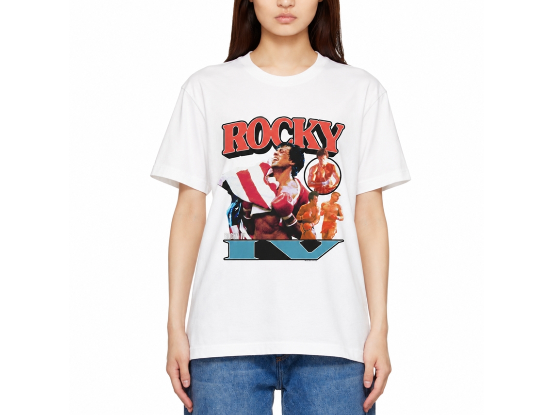 Rockinstone Rocky Movie Now He's Got A Flag White Adult T-shirt Size:xxxl