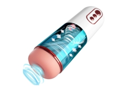 Brinquedo Masculino Masterburbator - Simulador Realista de Buraco Sexual 3D com 3 Ventosas de Vácuo e 5 Vibrações, Branco