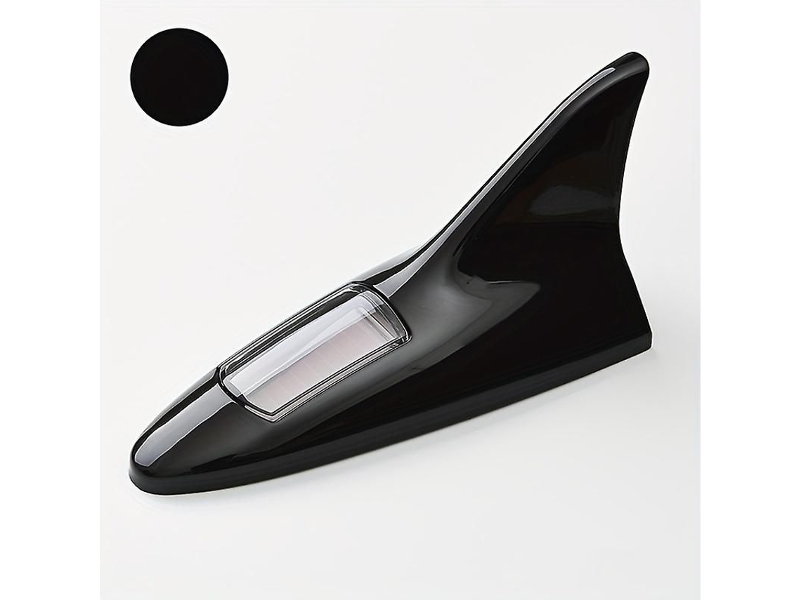 Antena Solar Shark Fin Com Luz De Aviso Led Para Segurança Na Condução - Marca Jdm Racing Preto
