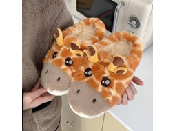 2026 pantuflas de Algodón para Hogar Suaves Con Dibujo de Jirafa Invierno Interior Antideslizantes Mujer Cozok