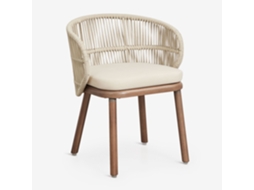 Cadeira de Jardim em Madeira de Acácia e Corda Trançada Capri Poliéster Beige Creme SKLUM