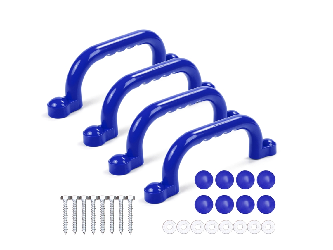 Relaxdays Puxadores Para Estrutura De Escalada, Pack 4, Até 100 Kg Cada, Torre/cama Alta, Pega Moldada, Plástico, Azul