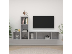 Vidaxl 3 Pcs Conjunto De Móveis De Tv Contraplacado Cinzento Cimento