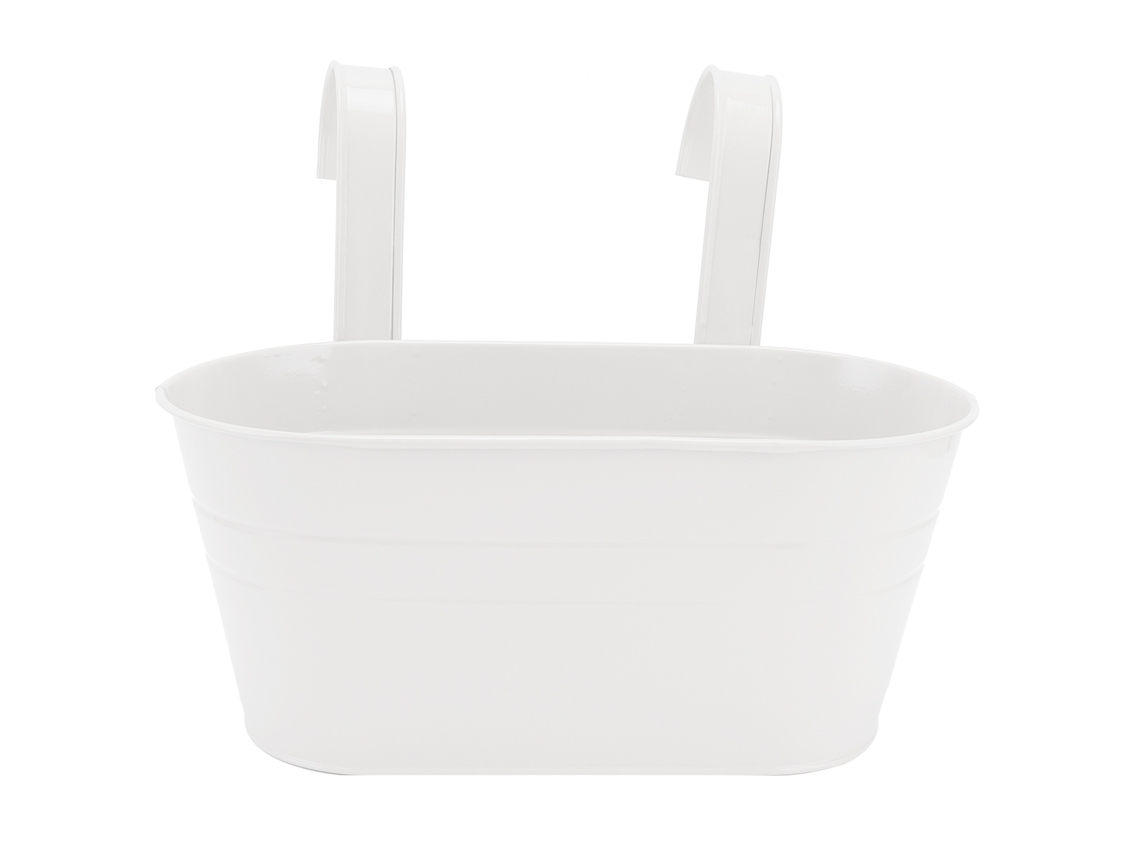 Vasqueiro De Flores De Ferro Branco Jardim Com Gancho 21x22.5cm
