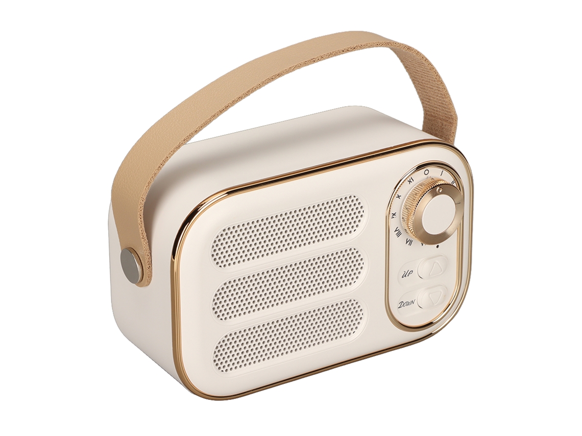Caixa de Som Mali Bluetooth Vintage Portátil Hifi Stereo com Carregamento Usb Branco