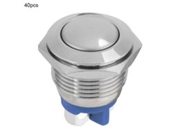 40 Peçasinterruptor De Botão Momentâneo Metal À Prova D'água Redondo Auto-reset 16mm 2-pino
