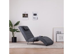 Vidaxl Chaise Longue De Massagem C/ Almofada Camurça Artif. Cinzento