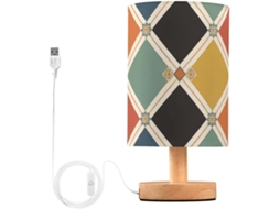 Abajures De Mesa Cabeceira Yuiboo Luz Quente Estilo Retrô Estampa Argyle Azulejo Para Menino
