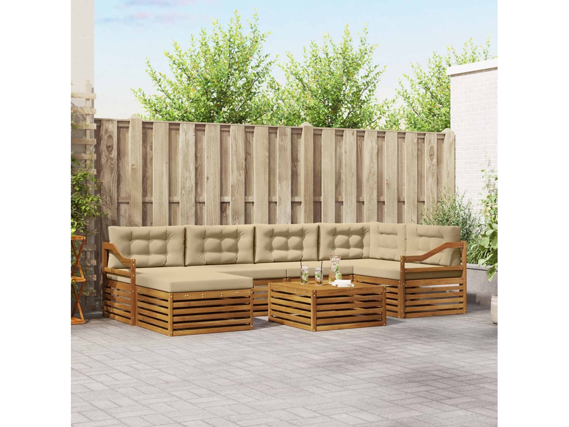 Vidaxl Conjunto De Sofás Para Exterior 7 Unid. Natural E Bege