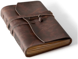 Lurelia Caderno Em Couro Genuíno, Pautado, Com Papel Kraft, Com Papel Grosso, 160 Páginas