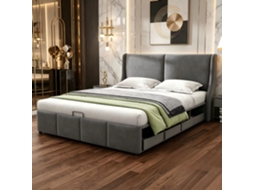 Terciopelo Tapizado Cama Doble 140x190cm Con Espacio De Almacenamiento Hidráulico, Cama Acolchada Con Cajón Y Cabecero Suave