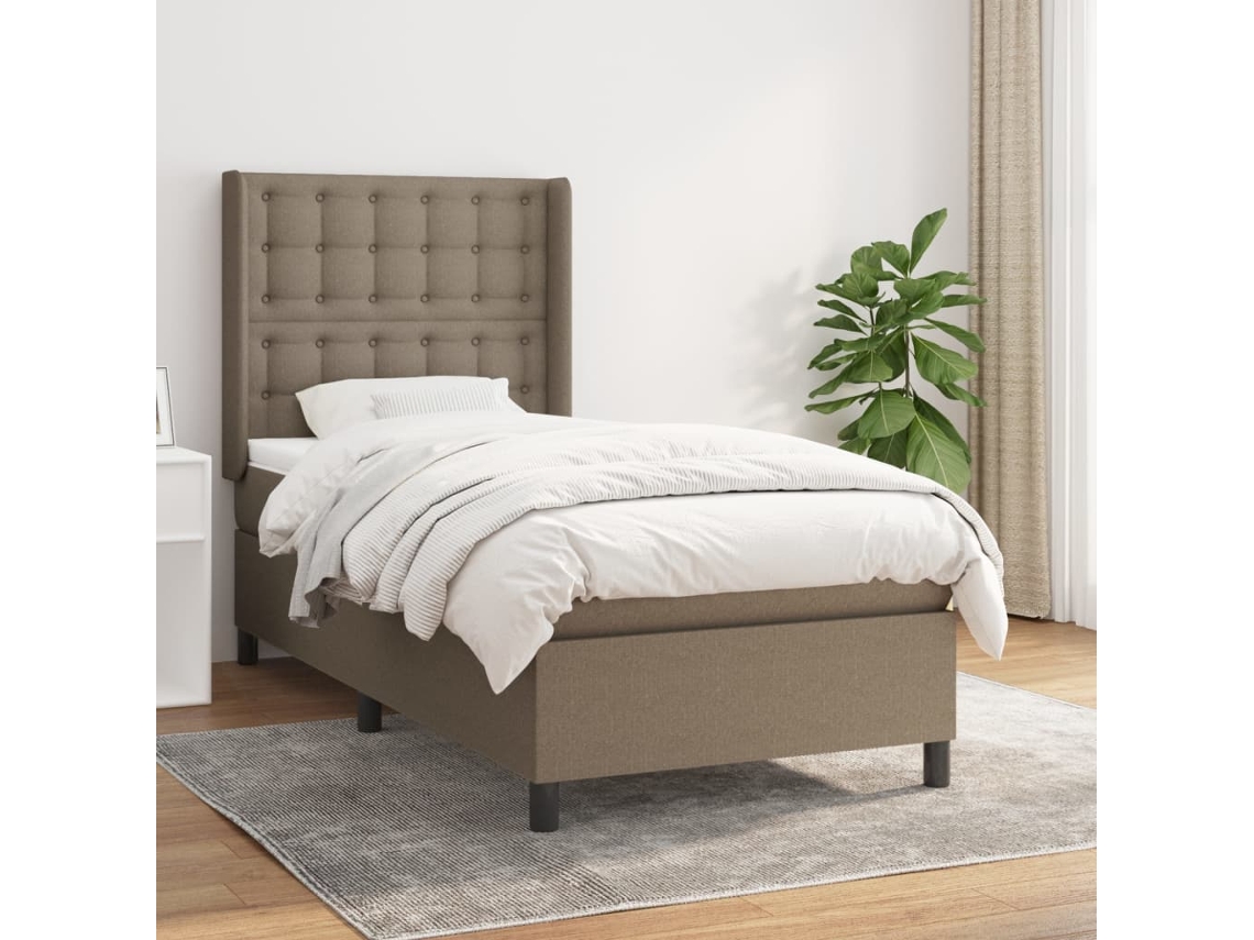 Vidaxl Cama Com Molas/colchão 100x200 Cm Tecido Cinza-acastanhado