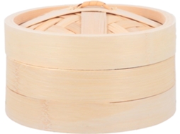 Cesta De Bolinho Massa Natural 18 Cm Com Tampa Para Dim Sum Asiático E Cozimento Vegetais