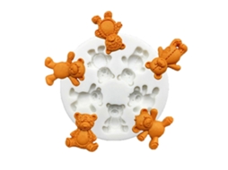 Forma De Silicone De Qualidade Alimentar Com 5 Encaixes Em Formato De Urso Para Bolo De Açúcar, Fondant E Chocolate. Cinza.