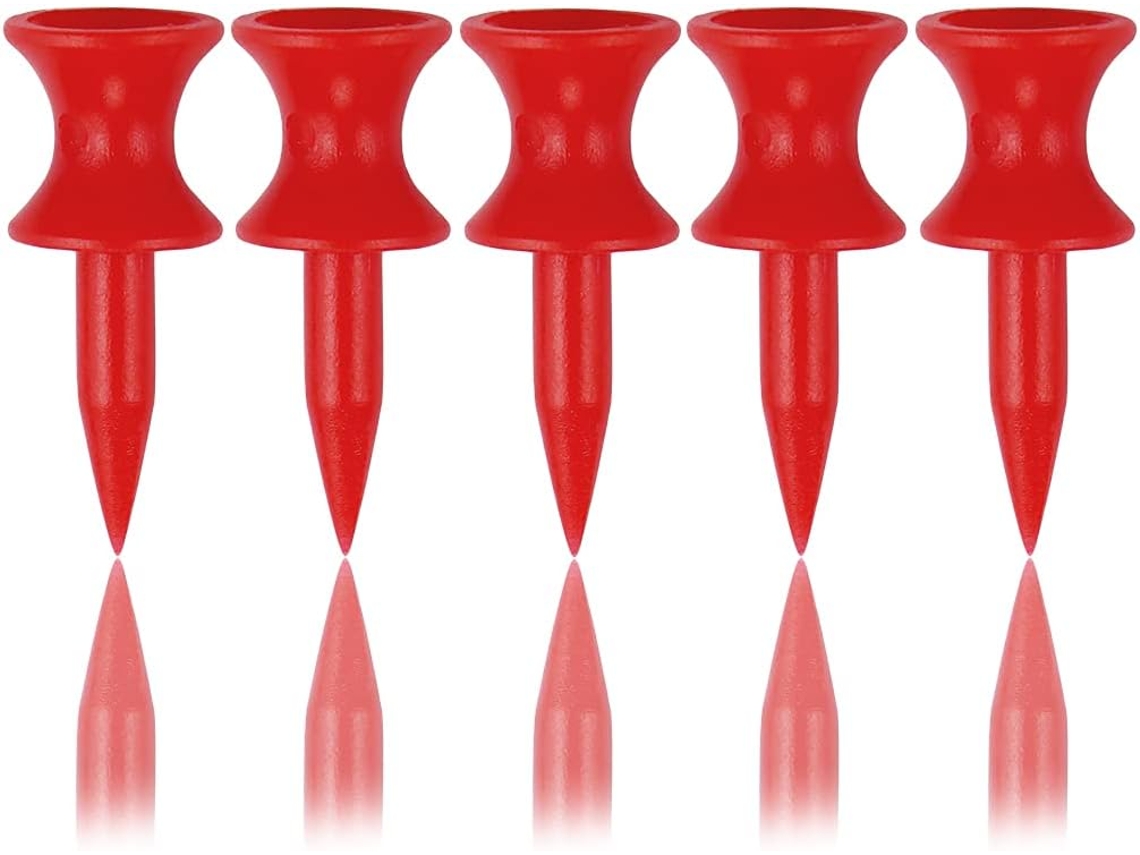 100 Tees de golfe de plástico Small Castle, vermelhos, 32 mm Slowmoose (1 1/4")