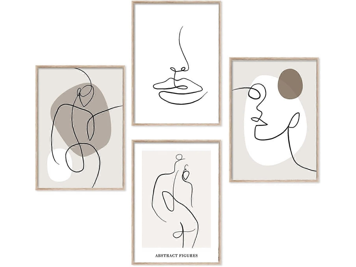 Rebe decoración de Pared Con Posters Abstractos, Cuadros Modernos Sin Marco, Arte Decorativo para Hogar, Sala Y Dormitorio (4xa4)