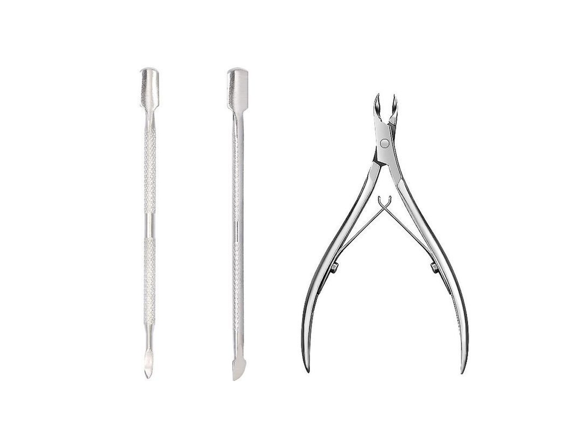 Ferramenta de Manicure e Pedicure com Cortador e Push de Cutícula de Aço Inox Profissional