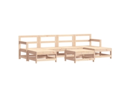 7 Pcs Conjunto Lounge de Jardim Pinho Maciço MAISON EXCLUSIVE