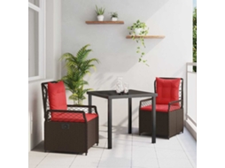 Vidaxl Conjunto De Jantar Para Jardim 3 Unid. Castanho Vime Pe