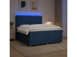 Vidaxl Cama Box Spring Com Colchão Azul 160 X 200 Cm Tecido