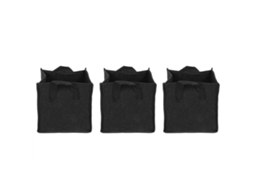 3 sacolas de plantio Primerox, feltro preto, 19.5x19.5x20cm, com alças