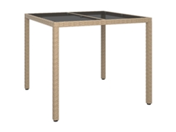 Garden Table, Garden Tables Vidaxl Bege Rattan / Vime (90 X 90 X 75 Cm)