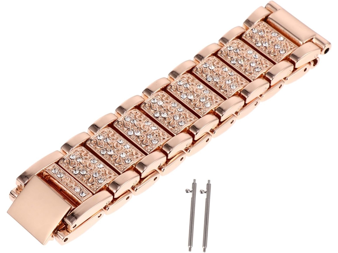 Pulseira De Metal Requintada Com Diamantes Incrustados, Compatível