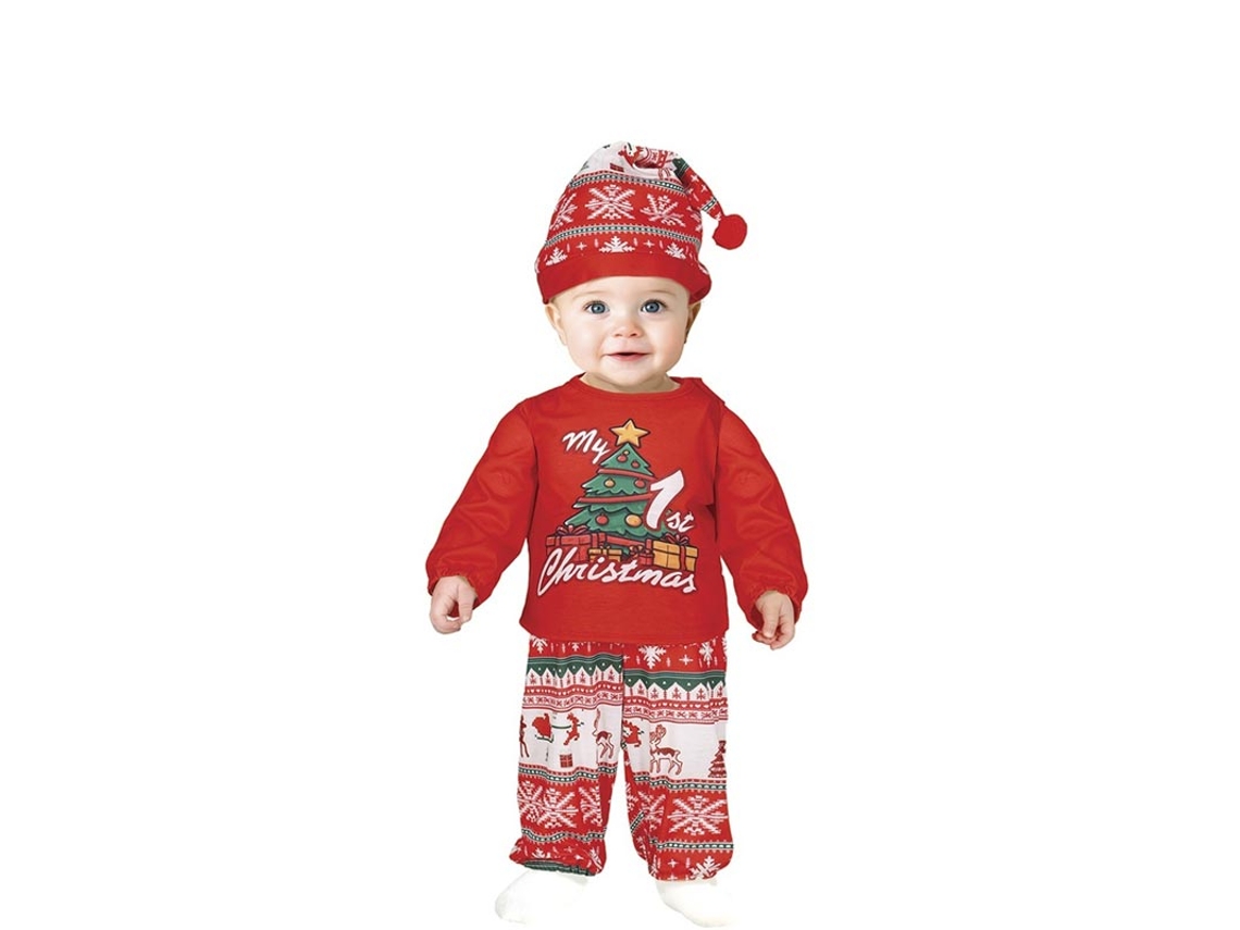 Fato ou Pijama Meu 1º Natal Vermelho para Bebé