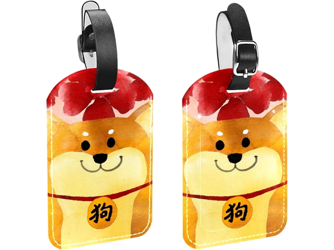 Conjunto De 2 Etiquetas Identificação Bagagem Com O Desenho Um Cão Shiba Inu Evitar A Perda Malas E Bagagens