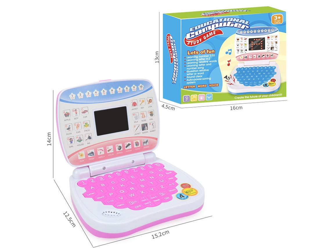 Computador Portátil Educativo Eletrônico Para Pré Escola Infantil Sfushos (rosa)