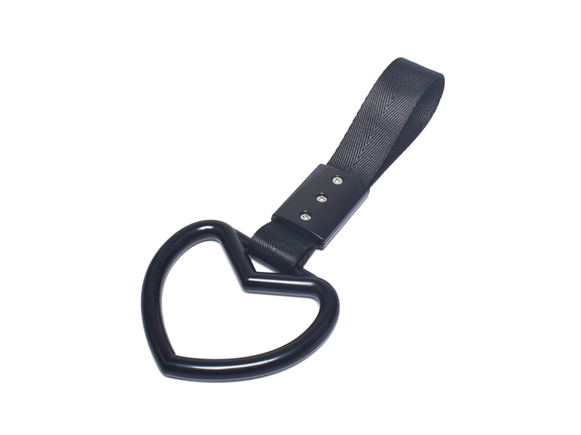 Car Handle Strap Heart Shaped Black Plastic Sturdy Universal Decorative