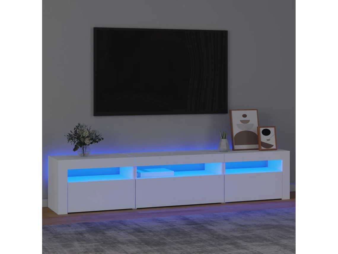 Vidaxl Móvel De Tv Com Luzes Led 195x35x40 Cm Branco