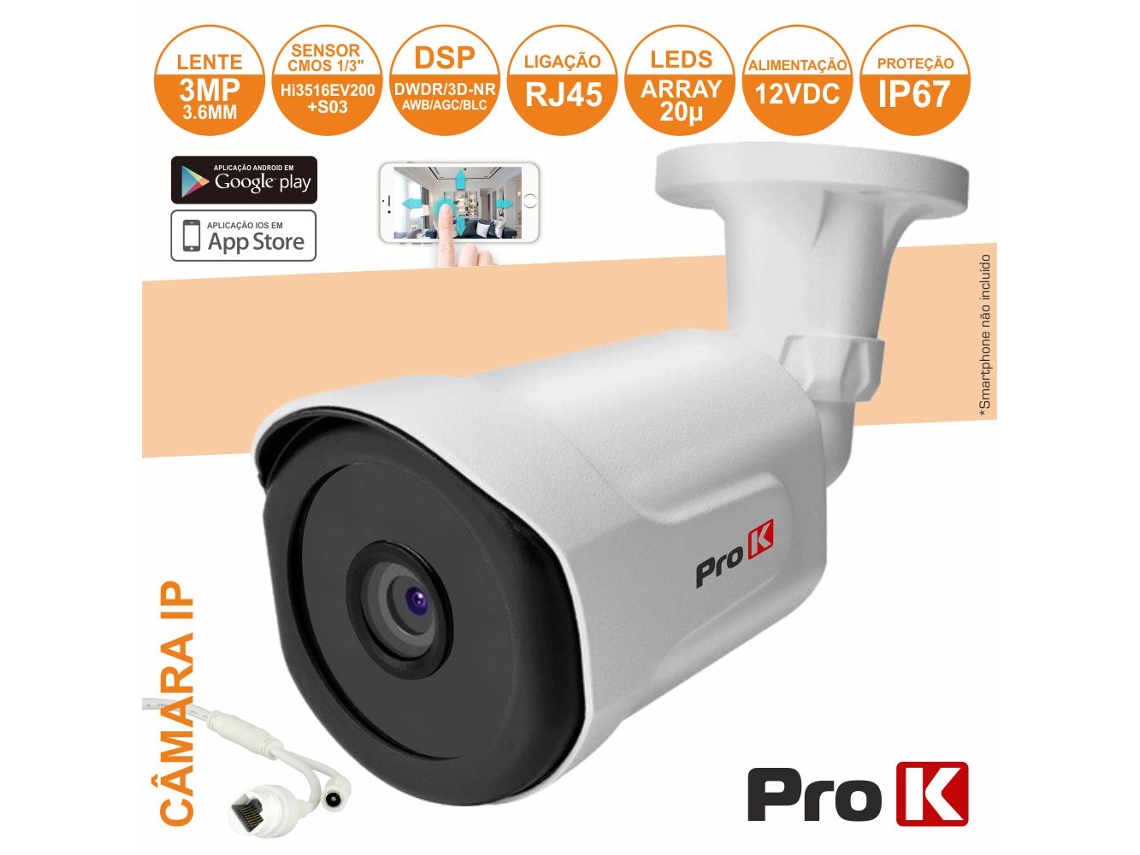 Câmara Segurança Ip Cmos 1080p 3mp Ip67 PRO K