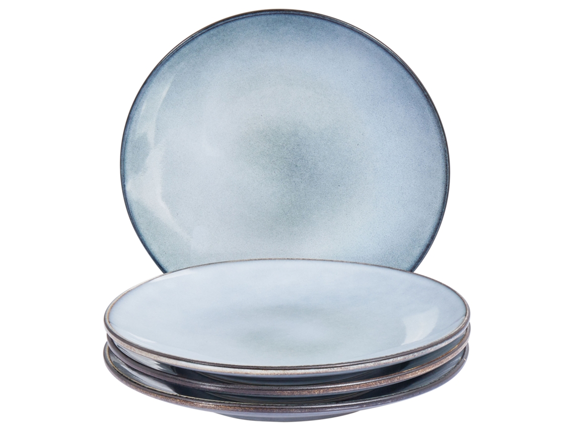 Conjunto De 4 Pratos Rasos Juniper Grés Azul Claro 28 Cm
